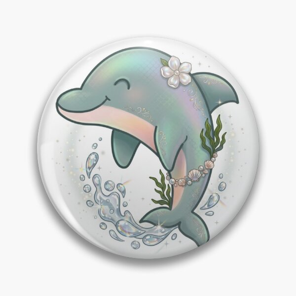 Item preview, Magical Iridescent Dolphin - Ocean Mermaid Aesthetic with Seashells and Pearls designed and sold by Stickivo.