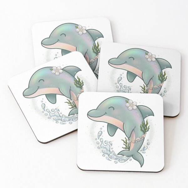 Item preview, Magical Iridescent Dolphin - Ocean Mermaid Aesthetic with Seashells and Pearls designed and sold by Stickivo.