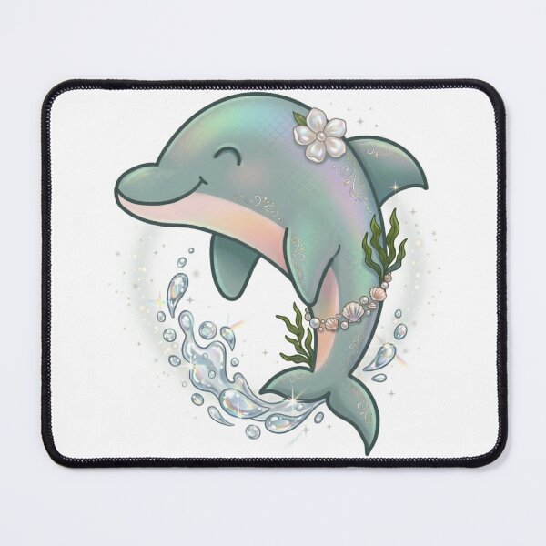 Item preview, Magical Iridescent Dolphin - Ocean Mermaid Aesthetic with Seashells and Pearls designed and sold by Stickivo.