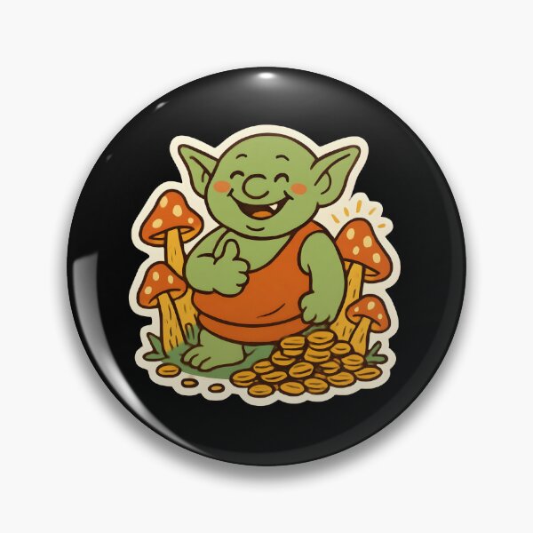 Item preview, Goblincore Goblin with Mushrooms and Gold Sticker designed and sold by FestivityFinds.