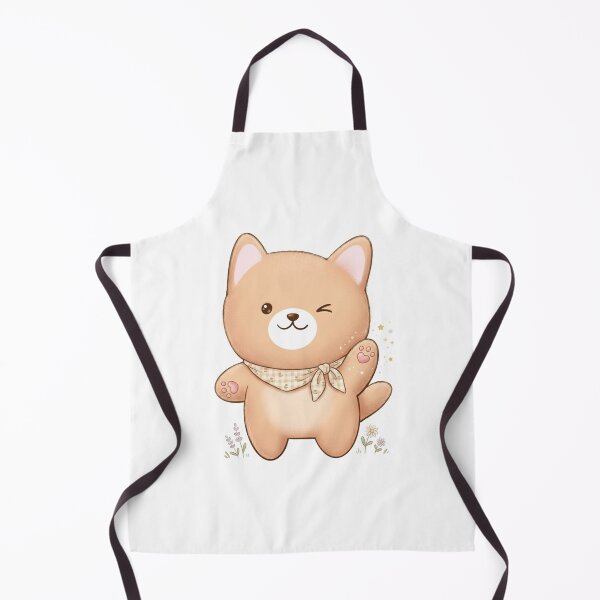 Item preview, Adorable Kawaii Shiba Inu Winking and Waving with Gingham Bandana and Flowers designed and sold by Stickivo.