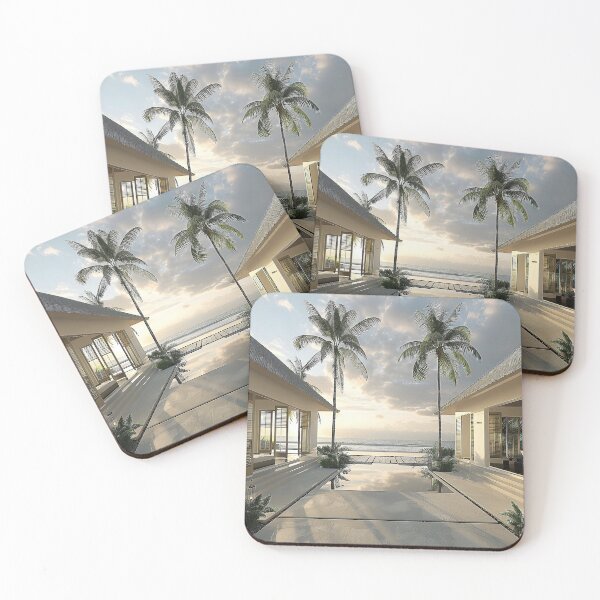 Item preview, This breathtaking 3D-rendered image showcases a modern,Balinese-inspired beach house with unparalleled ocean  designed and sold by CheerForGoods.