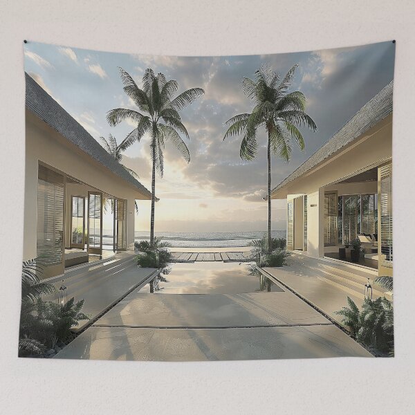 Item preview, This breathtaking 3D-rendered image showcases a modern,Balinese-inspired beach house with unparalleled ocean  designed and sold by CheerForGoods.