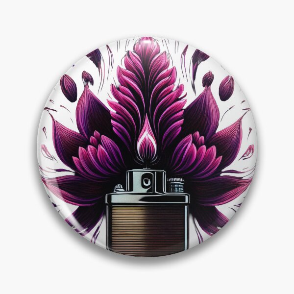 Item preview, Open retro lighter with vivid pink-purple floral burst designed and sold by ChernivtsiSkoda.