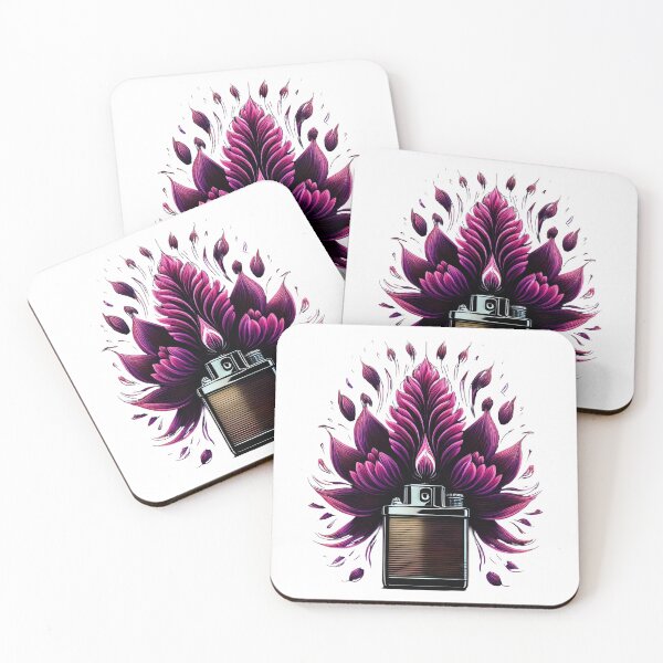 Item preview, Open retro lighter with vivid pink-purple floral burst designed and sold by ChernivtsiSkoda.