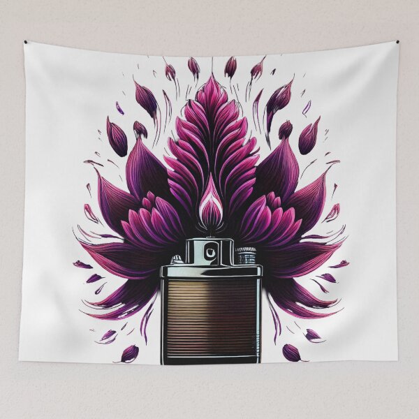 Item preview, Open retro lighter with vivid pink-purple floral burst designed and sold by ChernivtsiSkoda.