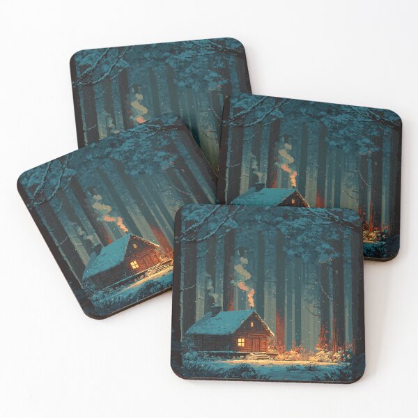 Item preview, Retro Pixel Snowy Cabin In Woods designed and sold by Rtymer.