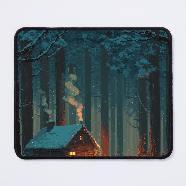 Item preview, Retro Pixel Snowy Cabin In Woods designed and sold by Rtymer.