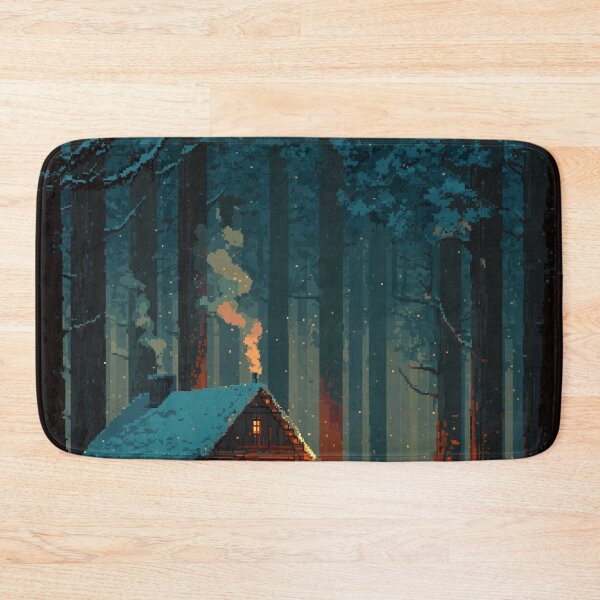 Item preview, Retro Pixel Snowy Cabin In Woods designed and sold by Rtymer.
