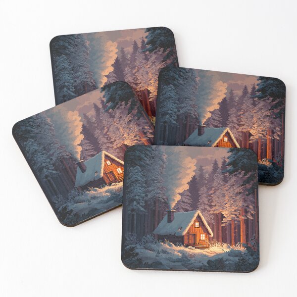 Item preview, Retro Pixel Snowy Cabin In Woods designed and sold by Rtymer.