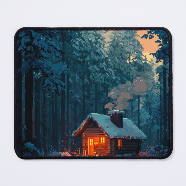 Item preview, Retro Pixel Snowy Cabin In Woods designed and sold by Rtymer.