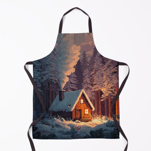 Item preview, Retro Pixel Snowy Cabin In Woods designed and sold by Rtymer.