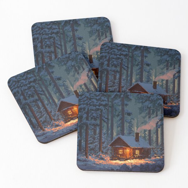 Item preview, Retro Pixel Snowy Cabin In Woods designed and sold by Rtymer.