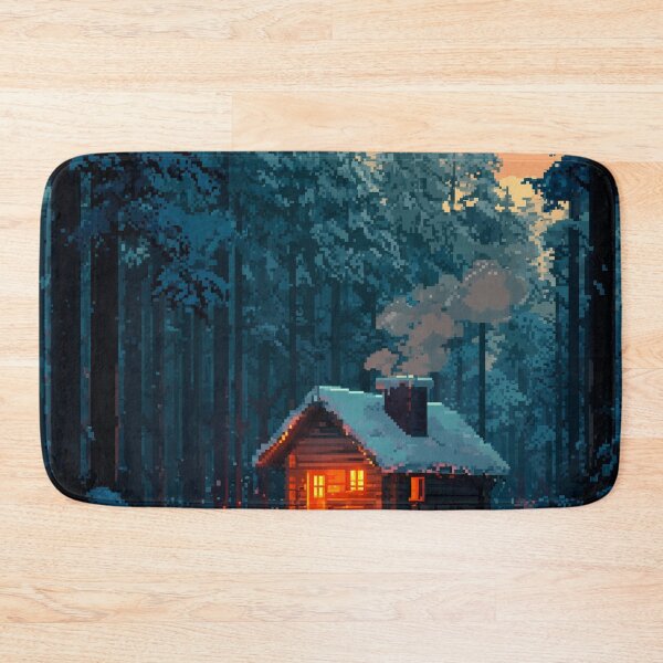 Item preview, Retro Pixel Snowy Cabin In Woods designed and sold by Rtymer.