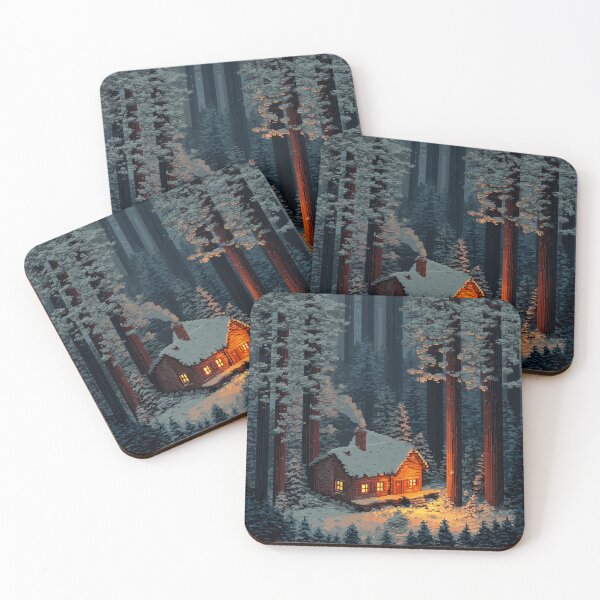Item preview, Retro Pixel Snowy Cabin In Woods designed and sold by Rtymer.