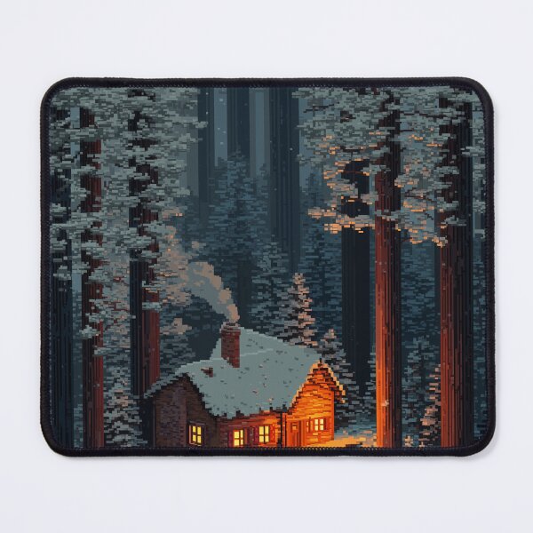 Item preview, Retro Pixel Snowy Cabin In Woods designed and sold by Rtymer.