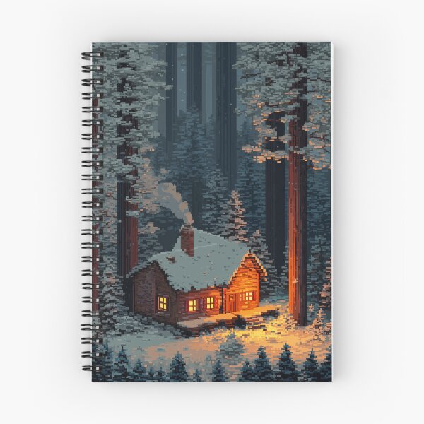 Item preview, Retro Pixel Snowy Cabin In Woods designed and sold by Rtymer.
