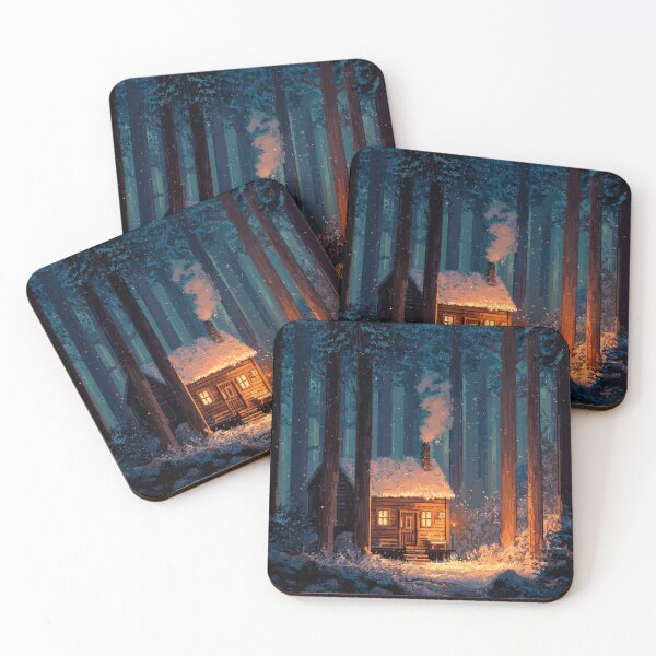 Item preview, Retro Pixel Snowy Cabin In Woods designed and sold by Rtymer.