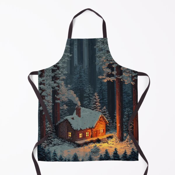 Item preview, Retro Pixel Snowy Cabin In Woods designed and sold by Rtymer.