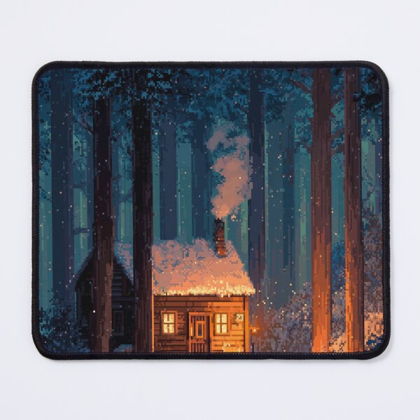 Item preview, Retro Pixel Snowy Cabin In Woods designed and sold by Rtymer.