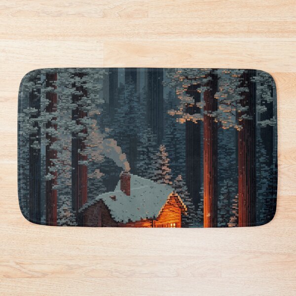 Item preview, Retro Pixel Snowy Cabin In Woods designed and sold by Rtymer.
