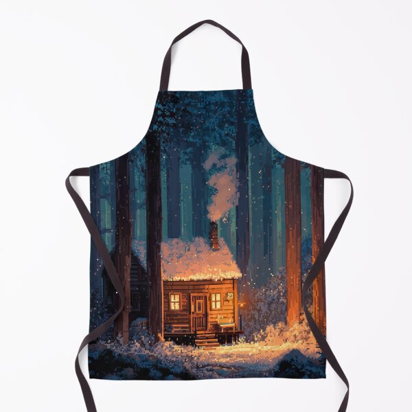 Item preview, Retro Pixel Snowy Cabin In Woods designed and sold by Rtymer.