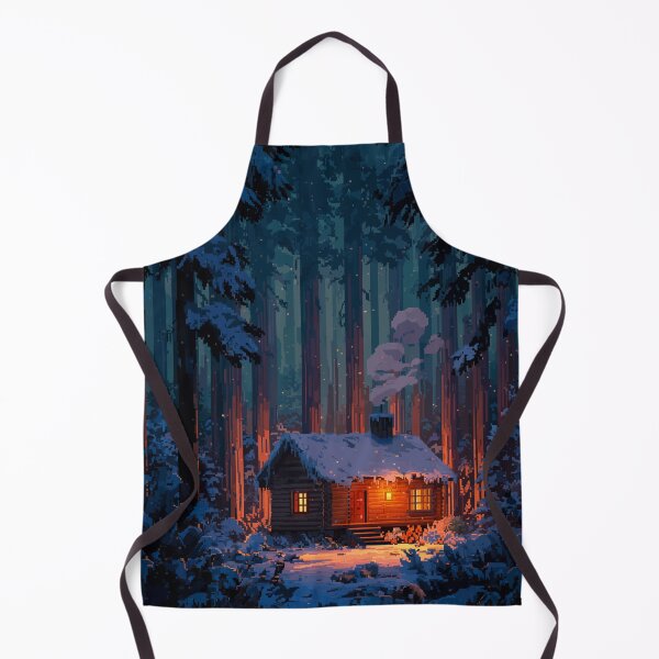Item preview, Retro Pixel Snowy Cabin In Woods designed and sold by Rtymer.