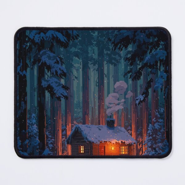 Item preview, Retro Pixel Snowy Cabin In Woods designed and sold by Rtymer.