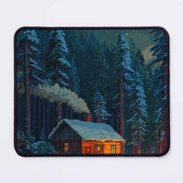 Item preview, Retro Pixel Snowy Cabin In Woods designed and sold by Rtymer.