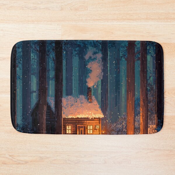 Item preview, Retro Pixel Snowy Cabin In Woods designed and sold by Rtymer.