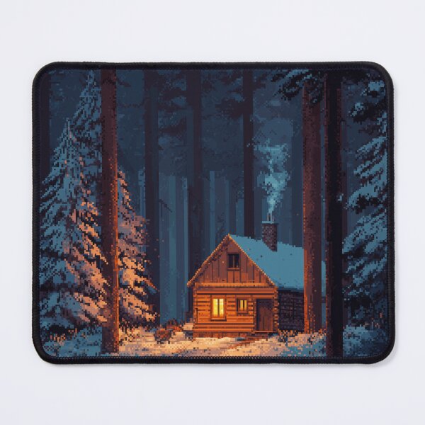 Item preview, Retro Pixel Snowy Cabin In Woods designed and sold by Rtymer.