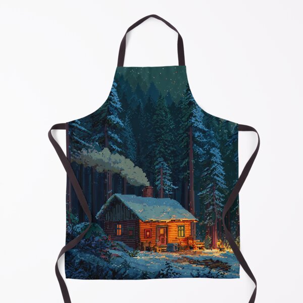 Item preview, Retro Pixel Snowy Cabin In Woods designed and sold by Rtymer.