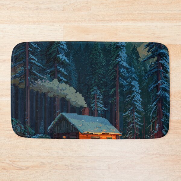 Item preview, Retro Pixel Snowy Cabin In Woods designed and sold by Rtymer.