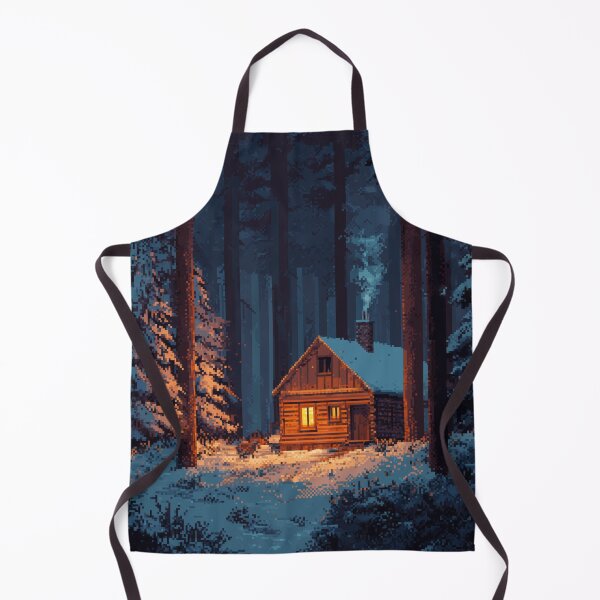 Item preview, Retro Pixel Snowy Cabin In Woods designed and sold by Rtymer.