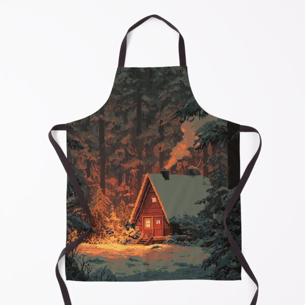 Item preview, Retro Pixel Snowy Cabin In Woods designed and sold by Rtymer.