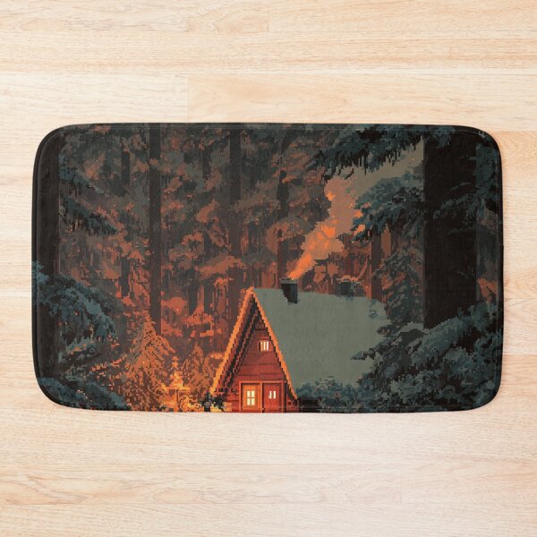 Item preview, Retro Pixel Snowy Cabin In Woods designed and sold by Rtymer.