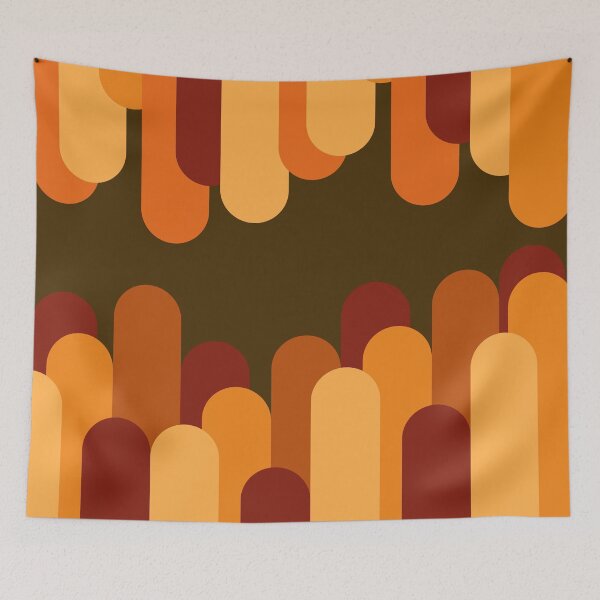 Item preview, Retro 70s Sunset Curves - Abstract Mid Century Modern Pillar Pattern designed and sold by Luckymoon2000.