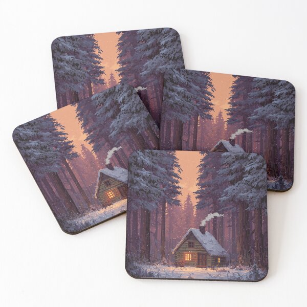 Item preview, Retro Pixel Snowy Cabin In Woods designed and sold by Rtymer.