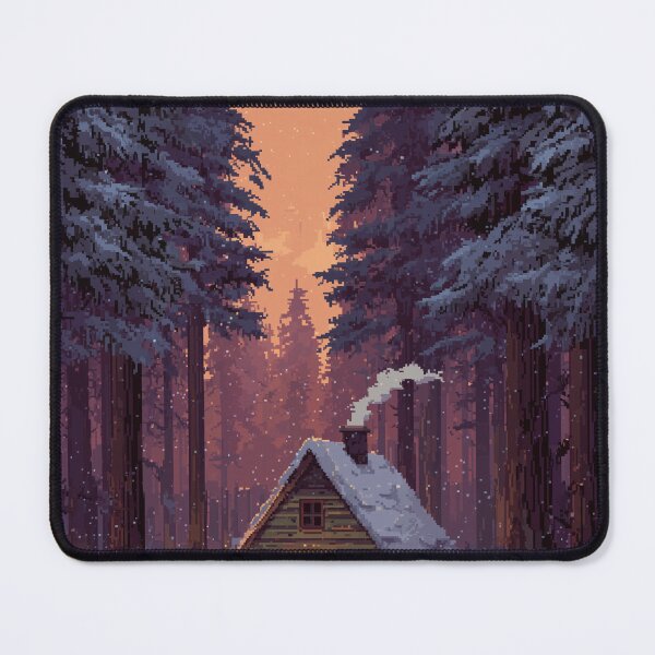 Item preview, Retro Pixel Snowy Cabin In Woods designed and sold by Rtymer.