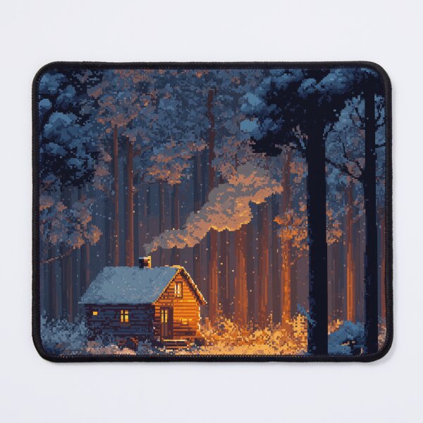 Item preview, Retro Pixel Snowy Cabin In Woods designed and sold by Rtymer.