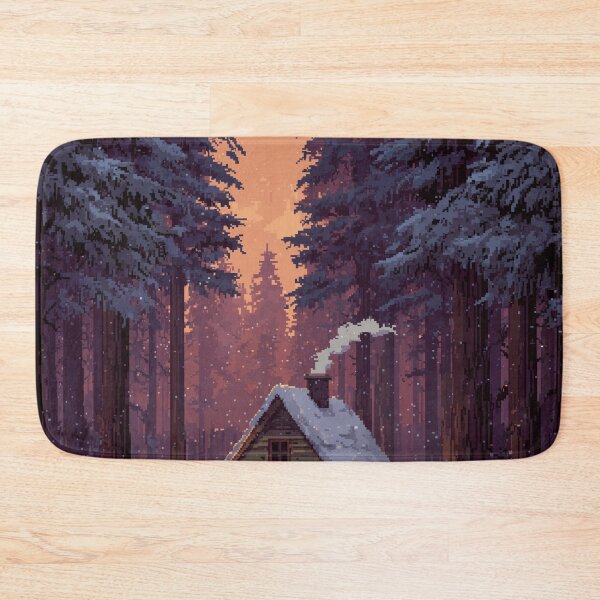 Item preview, Retro Pixel Snowy Cabin In Woods designed and sold by Rtymer.