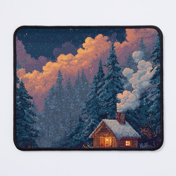Item preview, Retro Pixel Snowy Cabin In Woods designed and sold by Rtymer.
