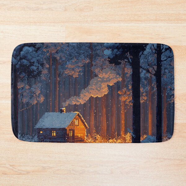 Item preview, Retro Pixel Snowy Cabin In Woods designed and sold by Rtymer.