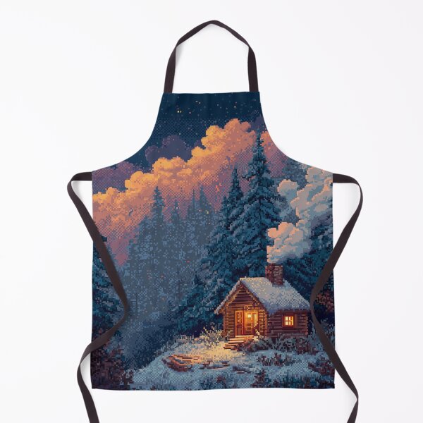 Item preview, Retro Pixel Snowy Cabin In Woods designed and sold by Rtymer.