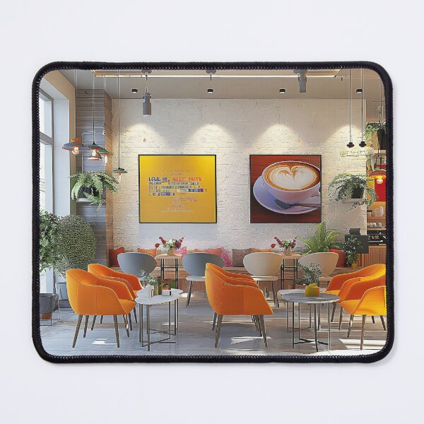 Item preview, modern and visually striking coffee cafe,featuring a minimalist yet vibrant design aesthetic designed and sold by CheerForGoods.