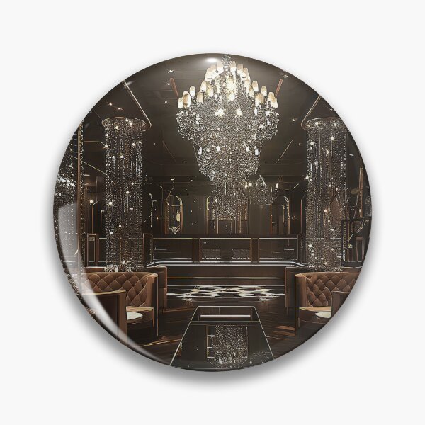 Item preview, a luxurious nightclub, featuring plush velvet booths, a stunning crystal chandelier designed and sold by CheerForGoods.