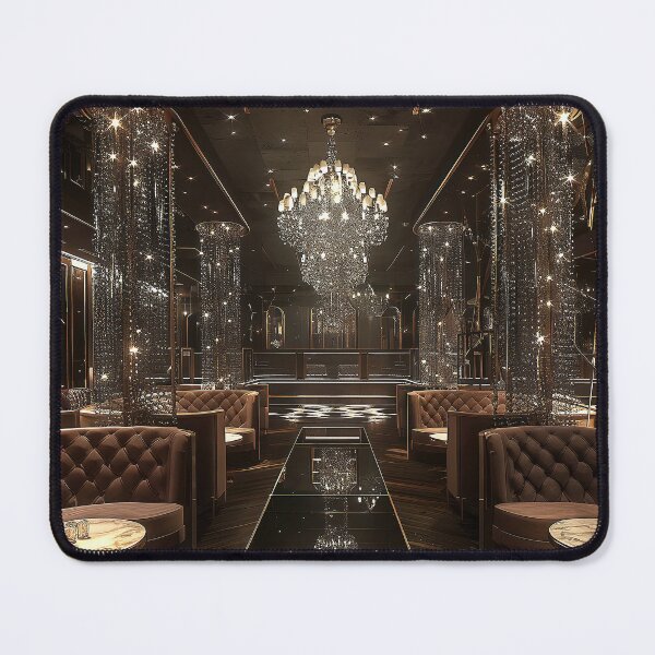 Item preview, a luxurious nightclub, featuring plush velvet booths, a stunning crystal chandelier designed and sold by CheerForGoods.