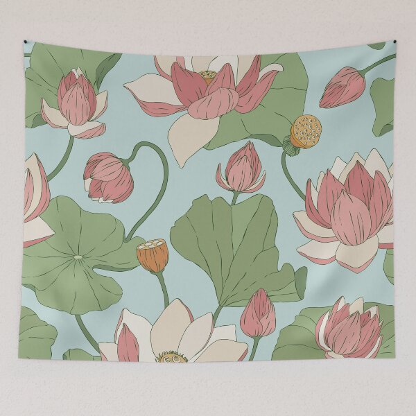 Item preview, Blue Lotus Floral background designed and sold by dacoparo.
