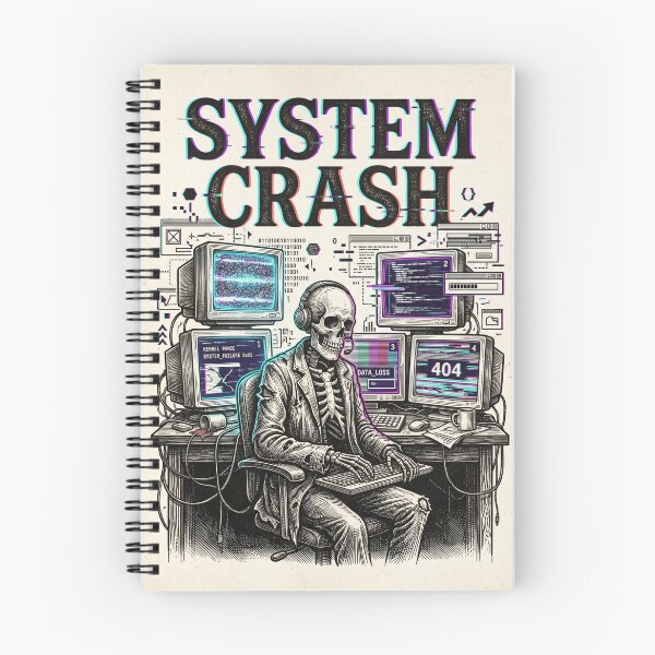 Item preview, Funny Programmer System Crash Skeleton T-Shirt designed and sold by MaynyStudio.