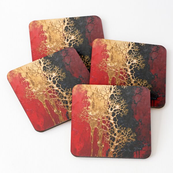 Item preview, Golden branches on a red and black background. designed and sold by paulrommer.
